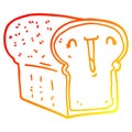 A creative warm gradient line drawing cute cartoon loaf of bread