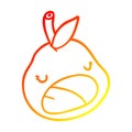 A creative warm gradient line drawing cute pear