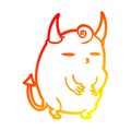 A creative warm gradient line drawing fat little halloween devil Royalty Free Stock Photo