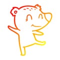 A creative warm gradient line drawing friendly bear dancing