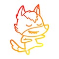 A creative warm gradient line drawing friendly cartoon wolf dancer