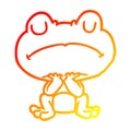 A creative warm gradient line drawing frog waiting patiently