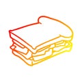 A creative warm gradient line drawing ham cheese tomato sandwich Royalty Free Stock Photo