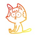 A creative warm gradient line drawing happy cartoon cat