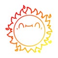A creative warm gradient line drawing happy cartoon sun Royalty Free Stock Photo