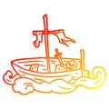 A creative warm gradient line drawing old shipwrecked boat