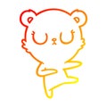 A creative warm gradient line drawing peaceful cartoon bear cub