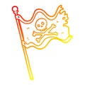 A creative warm gradient line drawing pirate flag