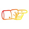 A creative warm gradient line drawing pointing hand symbol