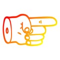 A creative warm gradient line drawing pointing hand symbol