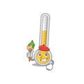 A creative warm thermometer artist mascot design style paint with a brush