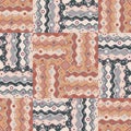 Creative wave lines tile ornament. Abstract ethnic mosaic seamless pattern. Vintage line wallpaper Royalty Free Stock Photo