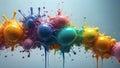 Creative Wave - Vibrant Paint Splatters, Artistic Explosion in a Magnificent Mix of Colors.