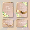 Creative Wedding Cards Set with Flowers and Tapes Royalty Free Stock Photo