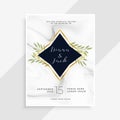 Creative wedding invitation card with marble texture