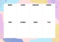 Creative weekly planner with pastel brushstroke on background.