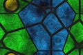 Creative window- stained glass. Wall metal grate Royalty Free Stock Photo