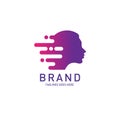 Creative woman head logo Brain