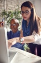 Creative women managers crew working with new startup project in Royalty Free Stock Photo