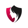 creative women shield logo concept