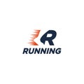 Creative wordmark logo, R for Run logo / Running logo vector template Royalty Free Stock Photo