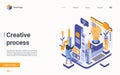 Creative work process concept isometric landing page, digital development idea project