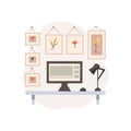 Creative workplace vector illustration. Workspace for freelance creators.