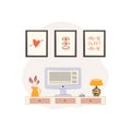 Creative workplace vector illustration. Workspace for freelance creators.