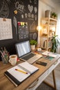 Creative workspace with computer desk and accessories Royalty Free Stock Photo