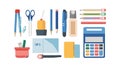 Creative Workspace Stationery Flat Lay Arrangement, vector design Generative AI Royalty Free Stock Photo