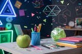Creative Workspace Still Life Geometric Art & Study Essentials Royalty Free Stock Photo