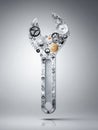 Creative Wrench Design Filled With Gears and Cogs in a Modern Art Style Showcasing Craftsmanship and Engineering Royalty Free Stock Photo