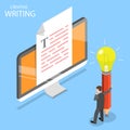 Creative writing flat isometric vector concept. Royalty Free Stock Photo