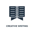 creative writing icon. open book, read brief summary, assignment, thin stroke concept symbol design, storytelling, text book, exam Royalty Free Stock Photo