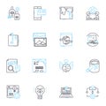 Creative writing linear icons set. Imagination, Inspiration, Expression, Prose, Verse, Editing, Metaphors line vector Royalty Free Stock Photo