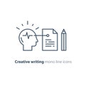 Storytwlling and creative writing, neuroscience and psychology concept logo, science research Royalty Free Stock Photo
