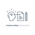 Storytwlling and creative writing, neuroscience and psychology concept logo, science research