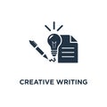 creative writing and storytelling icon. learning course concept symbol design, education assignment, brief summary, thin stroke
