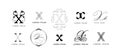 Creative X emblem. Letter x monogram for vintage and modern branding. Business name initial template vector icon set Royalty Free Stock Photo