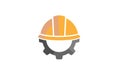 Creative Yellow Hardhat Construction helmet Logo Design Illustration