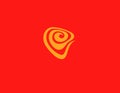 Creative yellow logo icon on red background illusion