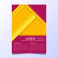 Creative yellow and purple flyer vector template in A4 size.