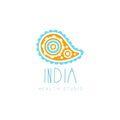 Creative yoga floral paisley logo. Abstract traditional Indian shape. Template for yoga studio, meditation class, spa