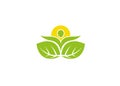 Creative Yoga Person Leaf Logo Vector