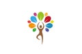 Creative Yoga Tree LotusLogo Design Vector Symbol Illustration