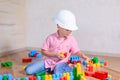 Creative young boy playing with building blocks Royalty Free Stock Photo