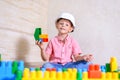 Creative young boy playing with building blocks Royalty Free Stock Photo