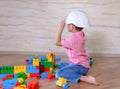 Creative young boy playing with building blocks Royalty Free Stock Photo