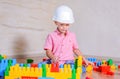 Creative young boy playing with building blocks Royalty Free Stock Photo