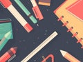 Creative young student desktop with stationery, notebook, books and colors. By generative Ai Royalty Free Stock Photo